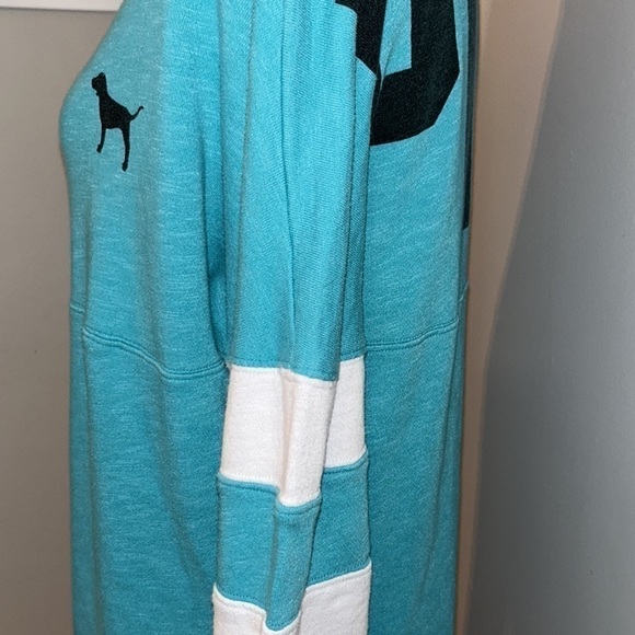 Victoria’s Secret PINK Hoodie – Turquoise & White Stripes, EUC - Picture 4 of 8